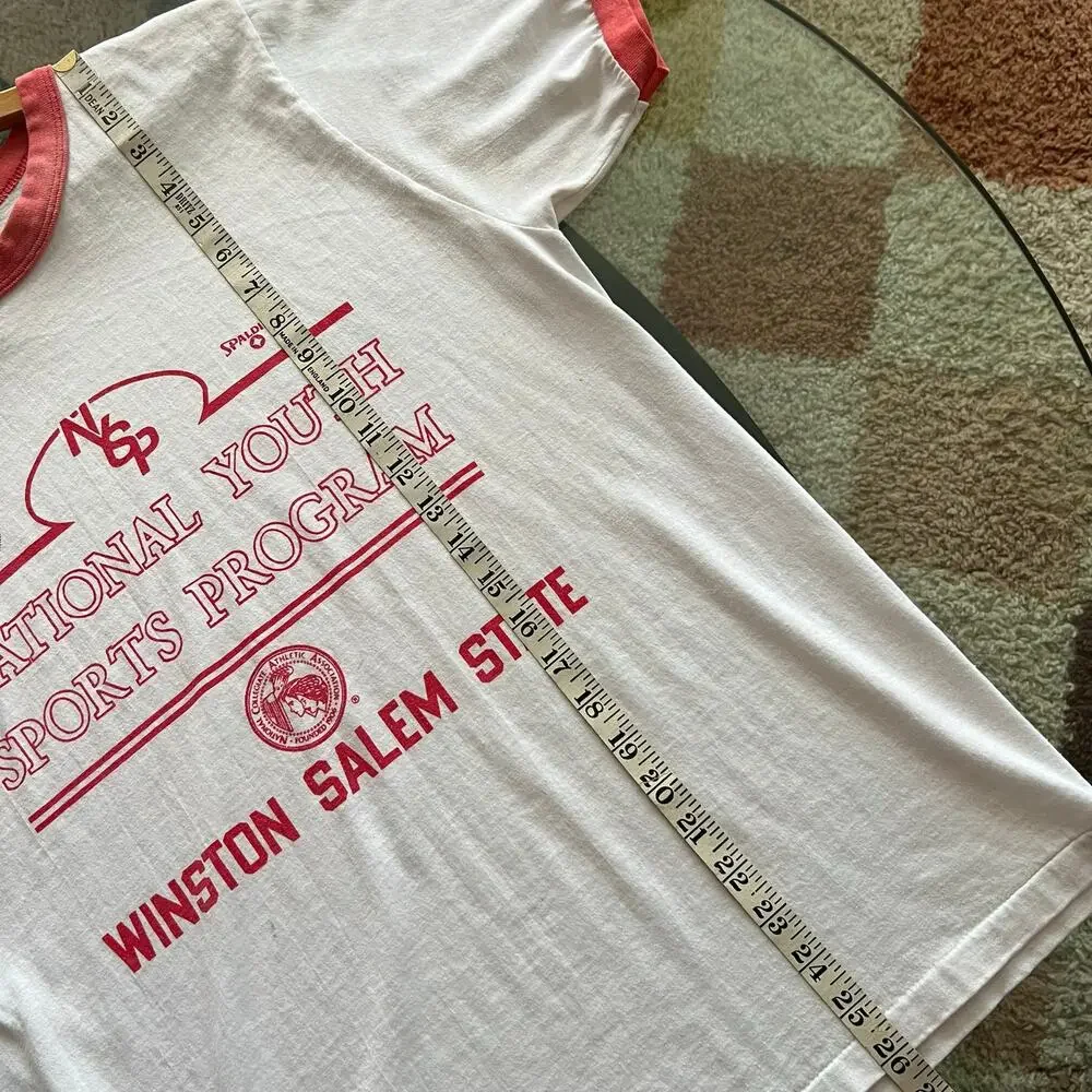80s Distressed Champion Ringer Tee | Winston Salem State HBCU NYSP | XL - Picture 16 of 16